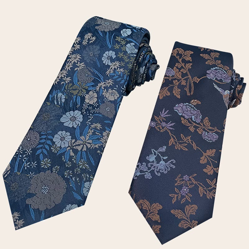 Corbata de poliéster con estampado floral para hombre estilo festivo