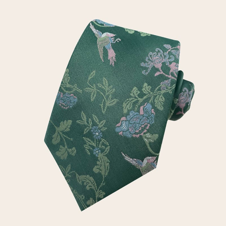 Corbata de poliéster con estampado floral para hombre estilo festivo