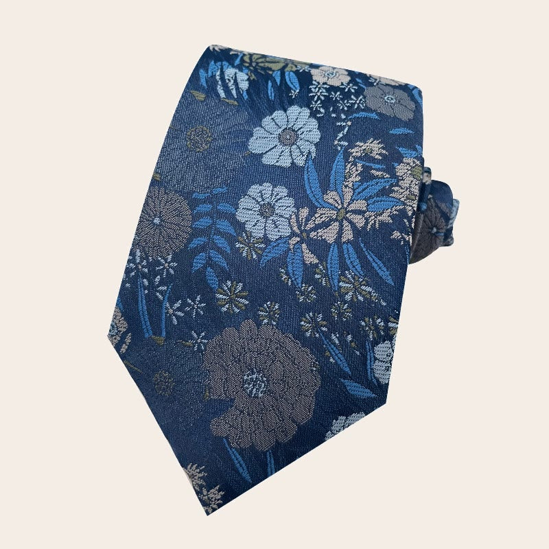 Corbata de poliéster con estampado floral para hombre estilo festivo