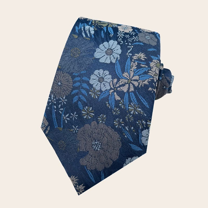 Corbata de poliéster con estampado floral para hombre estilo festivo