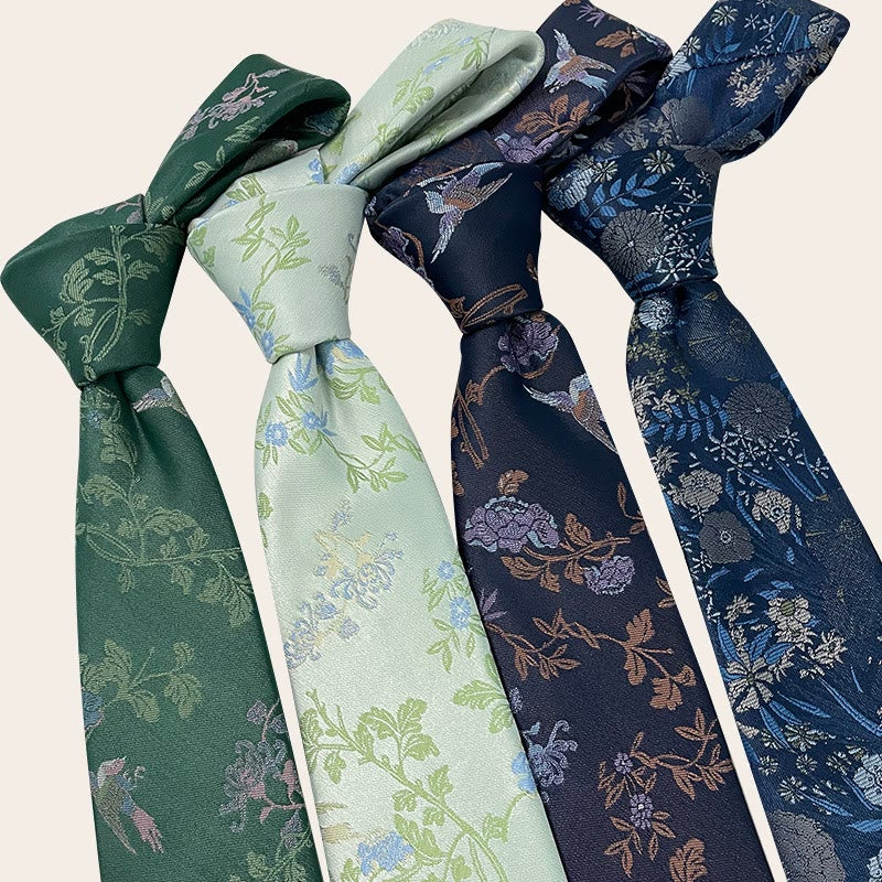 Corbata de poliéster con estampado floral para hombre estilo festivo - image 1