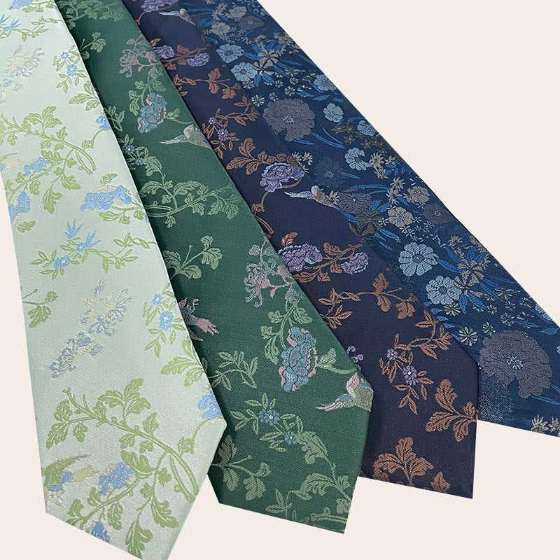 Corbata de poliéster con estampado floral para hombre estilo festivo