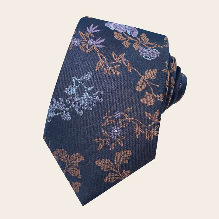 Corbata de poliéster con estampado floral para hombre estilo festivo