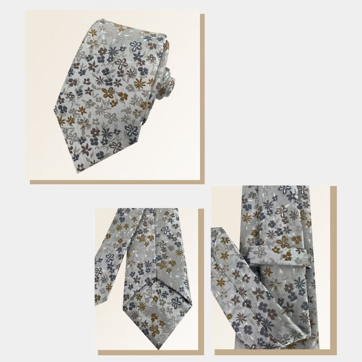 Corbata de poliéster con estampado floral de primavera para hombre