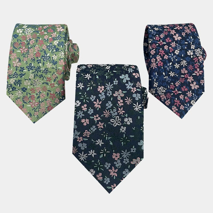 Corbata de poliéster con estampado floral de primavera para hombre