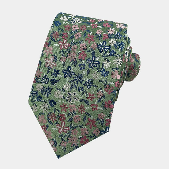 Corbata de poliéster con estampado floral de primavera para hombre