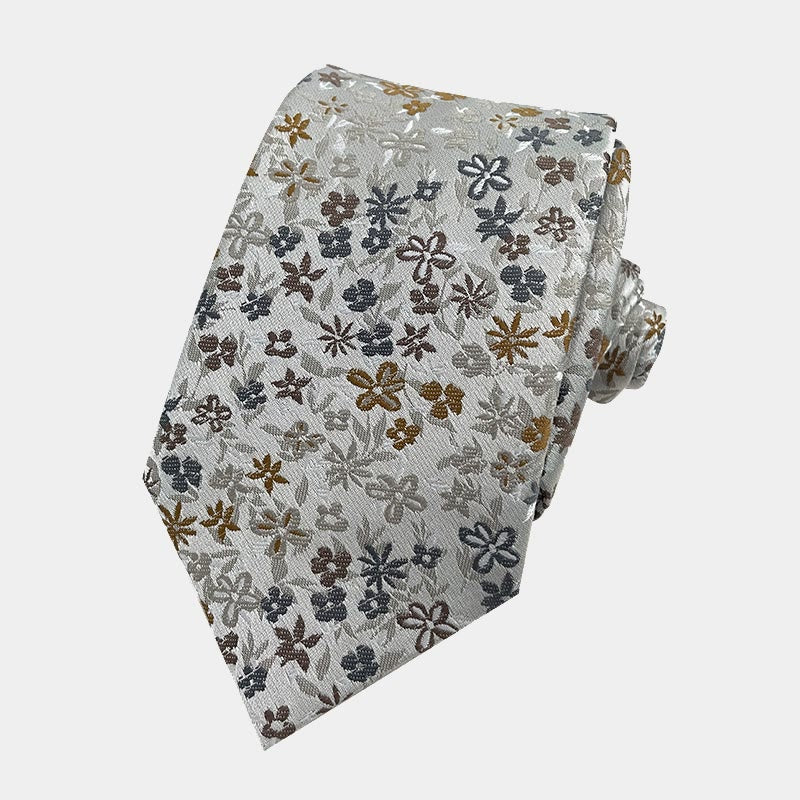 Corbata de poliéster con estampado floral de primavera para hombre