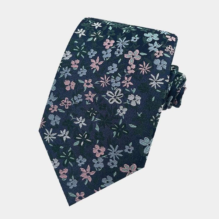 Corbata de poliéster con estampado floral de primavera para hombre