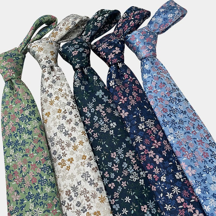 Corbata de poliéster con estampado floral de primavera para hombre