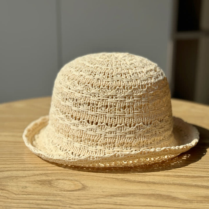 Sombrero de pescador de paja transpirable con borde enrollado unisex