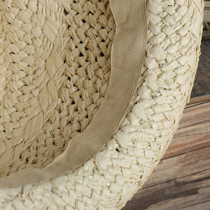 Sombrero fedora de paja unisex estilo bohemio para playa, hecho a mano, para verano