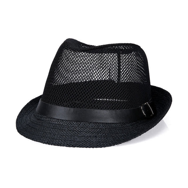 Sombrero Fedora de paja panamá simple y ahuecado para hombre