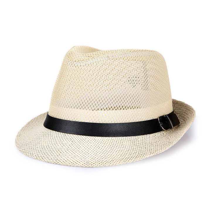 Sombrero Fedora de paja panamá simple y ahuecado para hombre