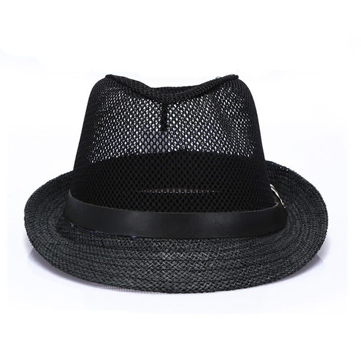 Sombrero Fedora de paja panamá simple y ahuecado para hombre