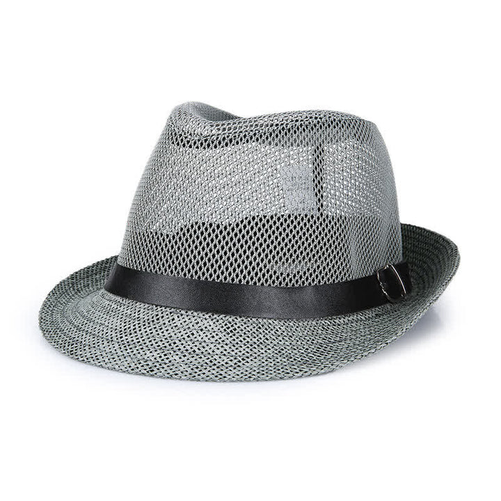 Sombrero Fedora de paja panamá simple y ahuecado para hombre