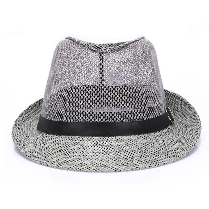 Sombrero Fedora de paja panamá simple y ahuecado para hombre
