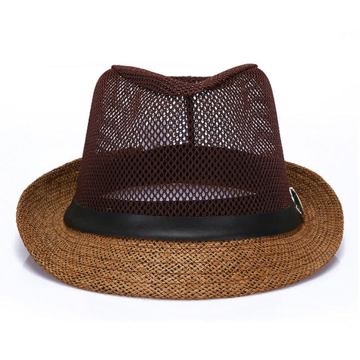 Sombrero Fedora de paja panamá simple y ahuecado para hombre