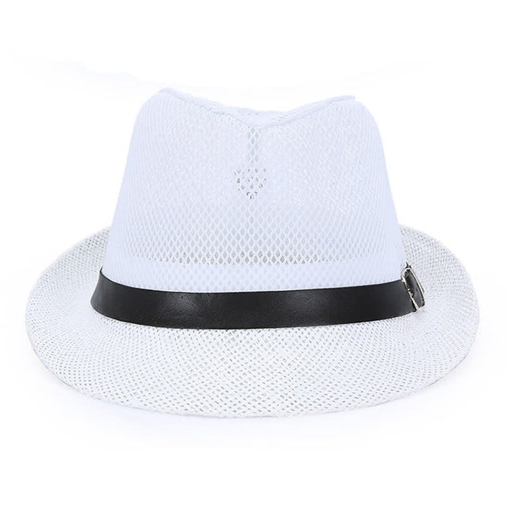 Sombrero Fedora de paja panamá simple y ahuecado para hombre