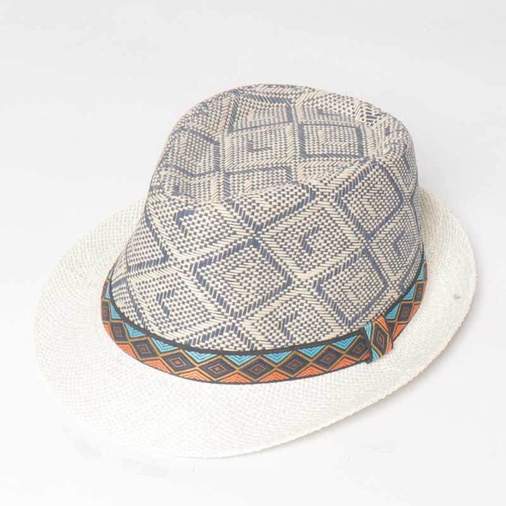 Sombrero fedora de verano estilo étnico trenzado para hombre