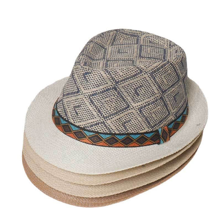 Sombrero fedora de verano estilo étnico trenzado para hombre