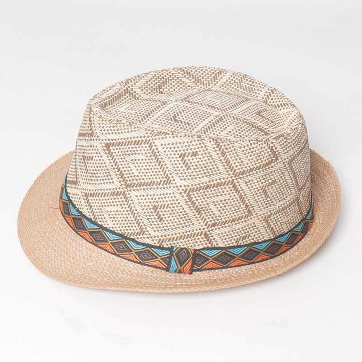 Sombrero fedora de verano estilo étnico trenzado para hombre