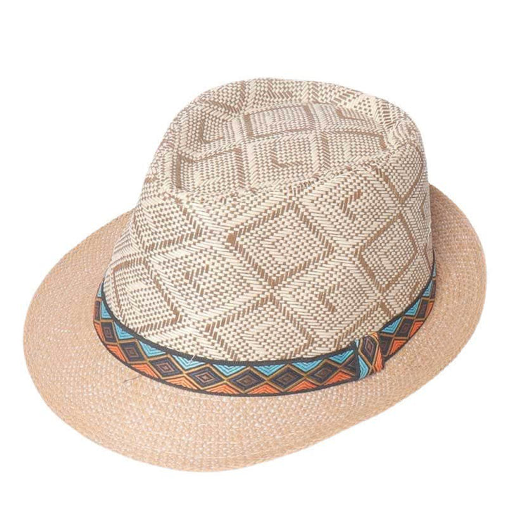 Sombrero fedora de verano estilo étnico trenzado para hombre