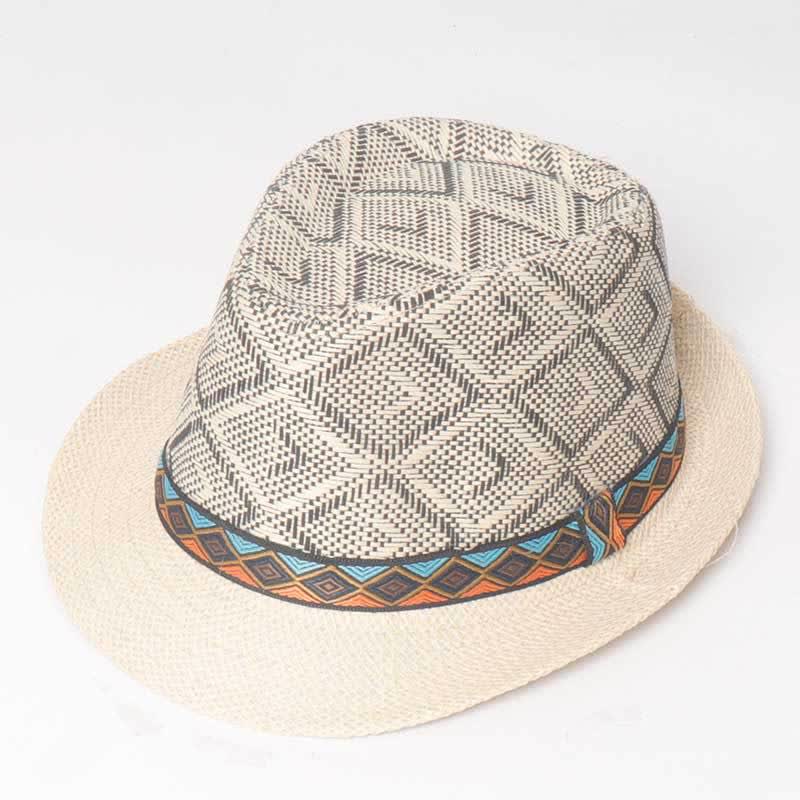 Sombrero fedora de verano estilo étnico trenzado para hombre