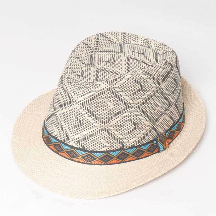 Sombrero fedora de verano estilo étnico trenzado para hombre