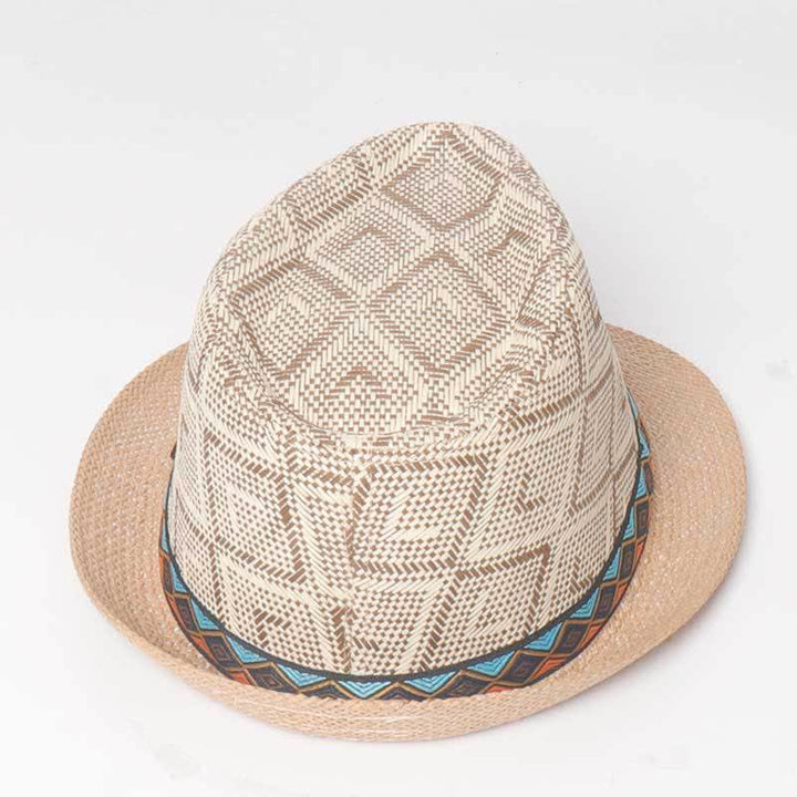 Sombrero fedora de verano estilo étnico trenzado para hombre