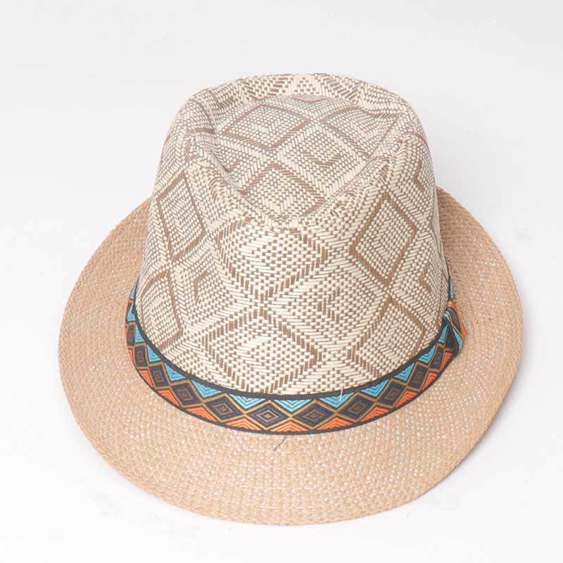 Sombrero fedora de verano estilo étnico trenzado para hombre