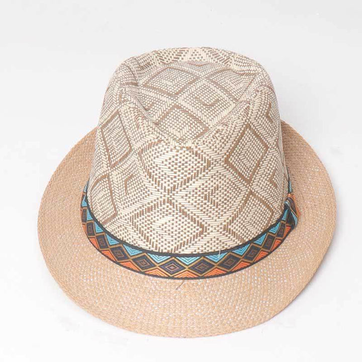 Sombrero fedora de verano estilo étnico trenzado para hombre