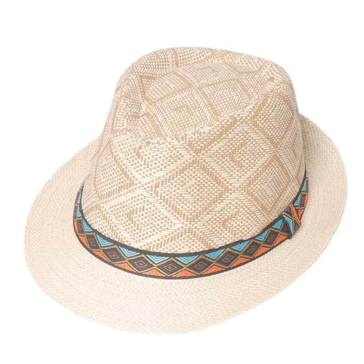 Sombrero fedora de verano estilo étnico trenzado para hombre