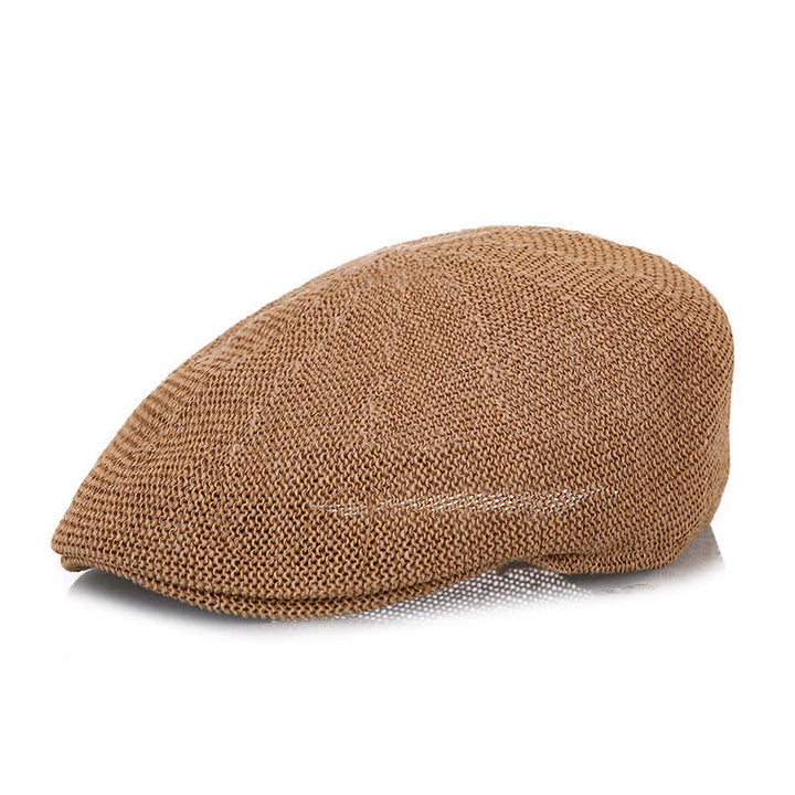 Boina de paja de verano de malla transpirable de color sólido para hombre