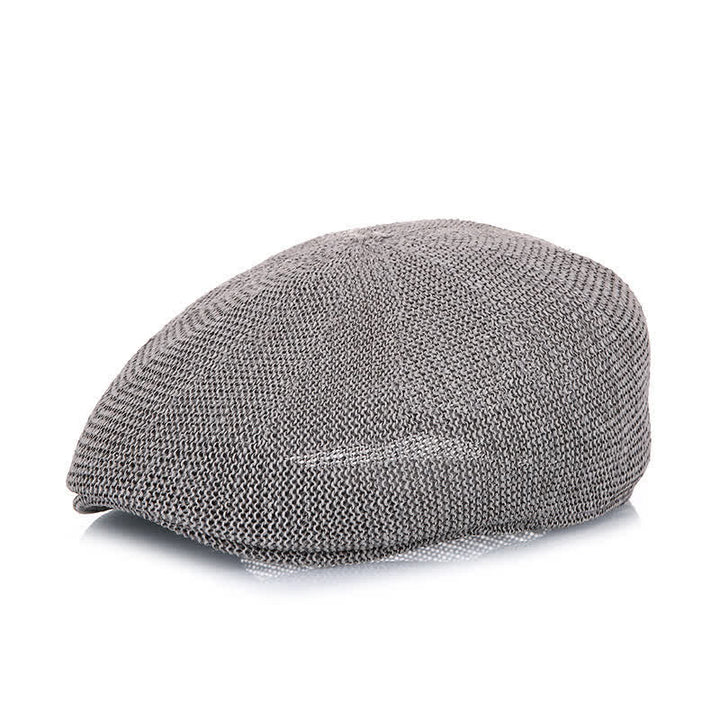 Boina de paja de verano de malla transpirable de color sólido para hombre