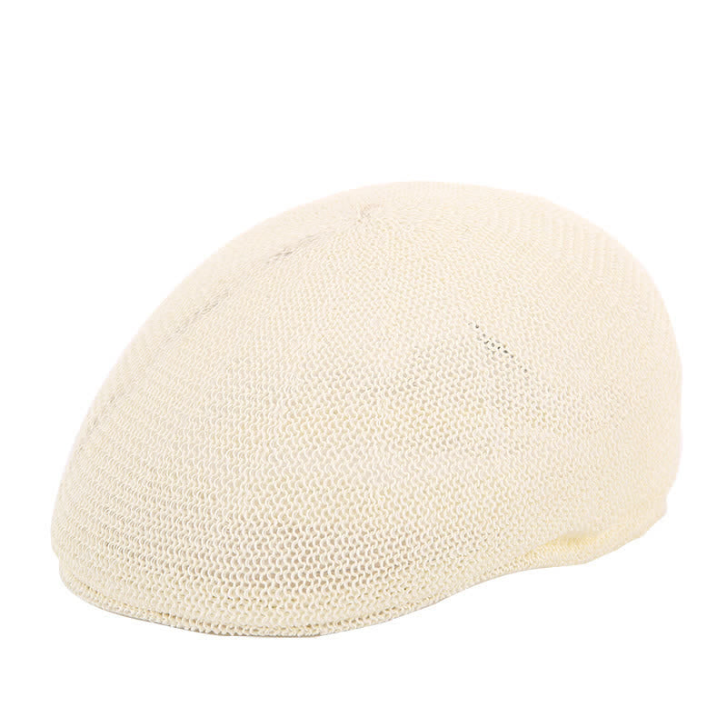 Boina de paja de verano de malla transpirable de color sólido para hombre