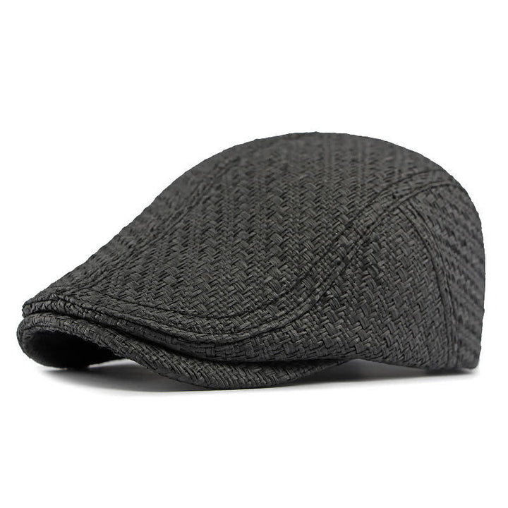 Boina plana unisex con diseño de paja tejida