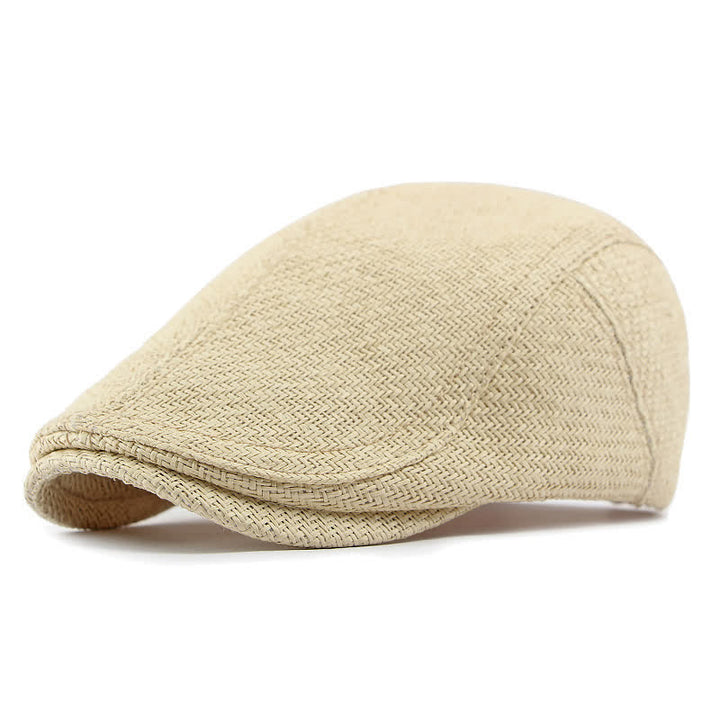 Boina plana unisex con diseño de paja tejida