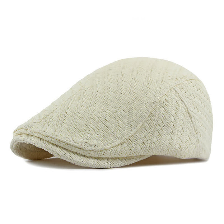 Boina plana unisex con diseño de paja tejida