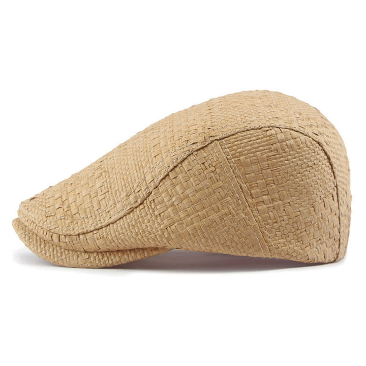 Boina plana unisex con diseño de paja tejida