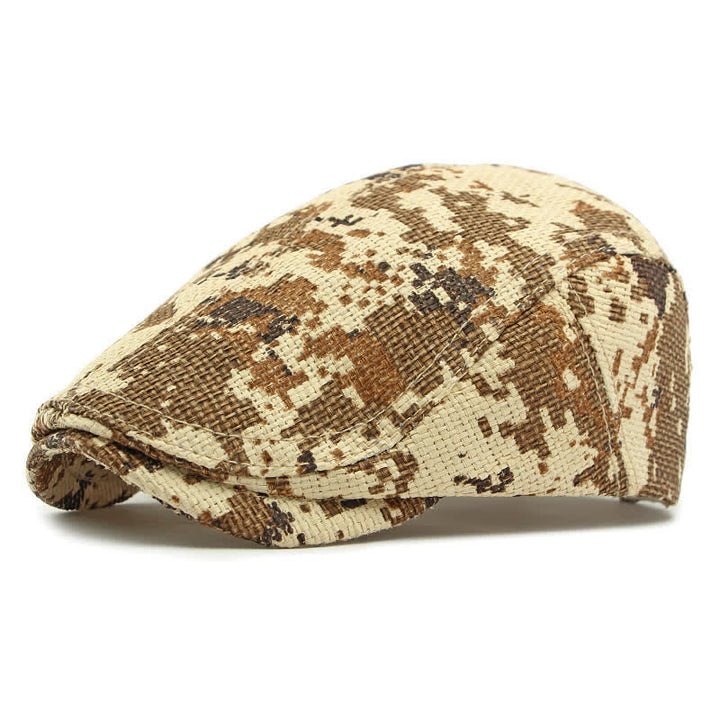 Boina plana unisex con diseño de paja tejida