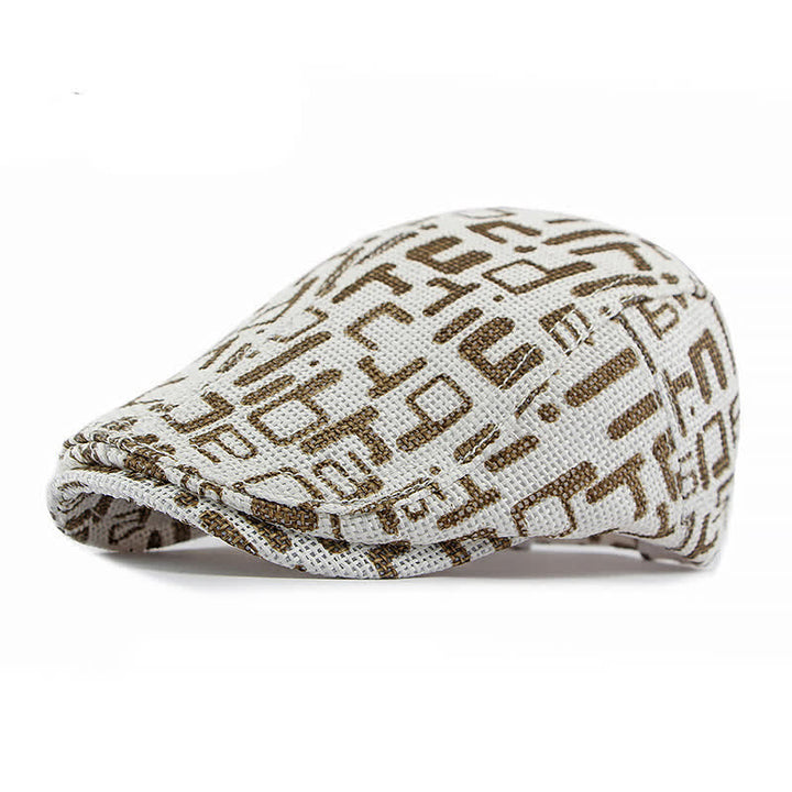 Boina plana unisex con diseño de paja tejida