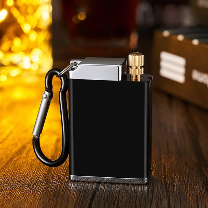 Mini cenicero portátil rectangular 2 en 1 con cerillas y encendedor de queroseno