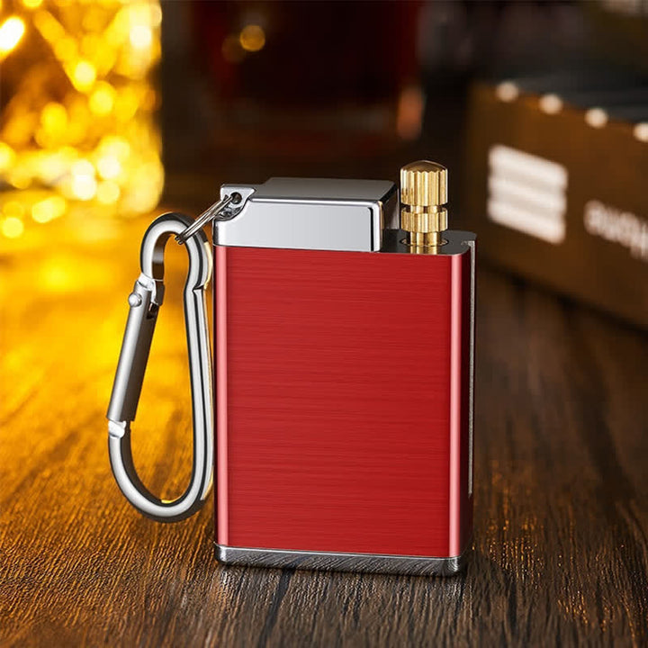 Mini cenicero portátil rectangular 2 en 1 con cerillas y encendedor de queroseno