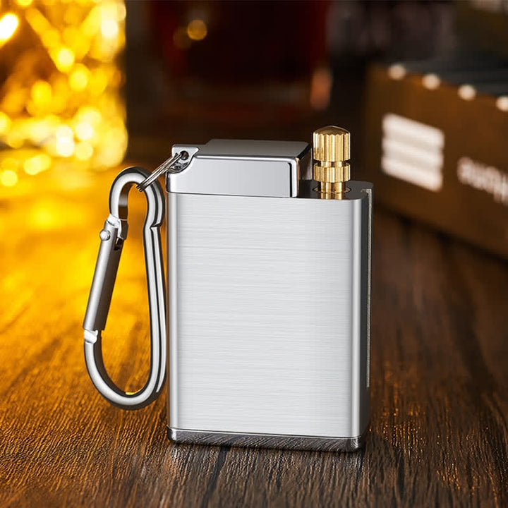 Mini cenicero portátil rectangular 2 en 1 con cerillas y encendedor de queroseno