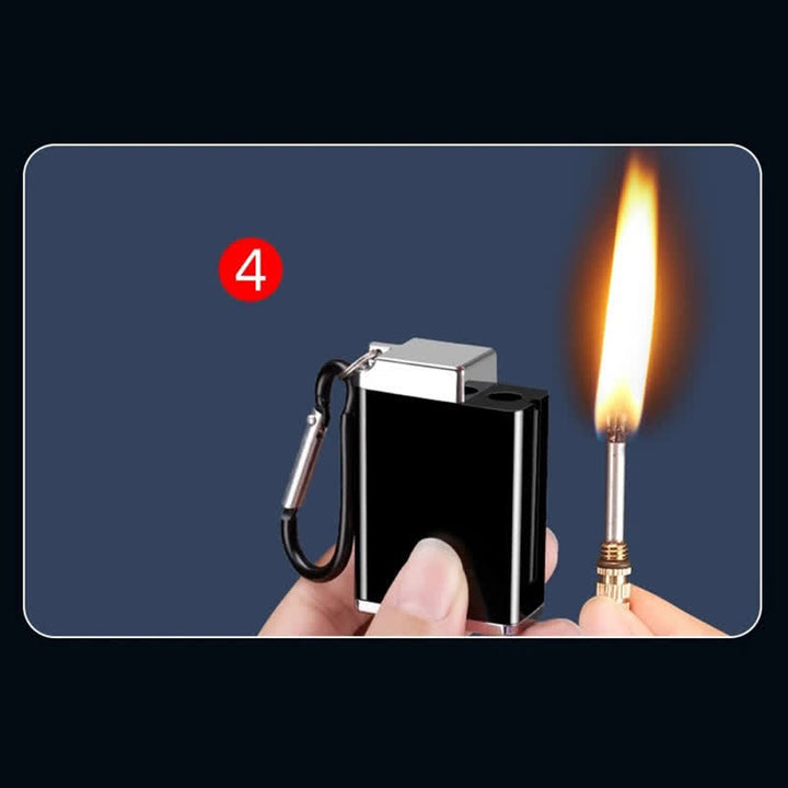 Mini cenicero portátil rectangular 2 en 1 con cerillas y encendedor de queroseno