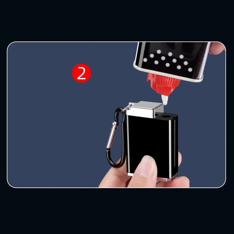 Mini cenicero portátil rectangular 2 en 1 con cerillas y encendedor de queroseno