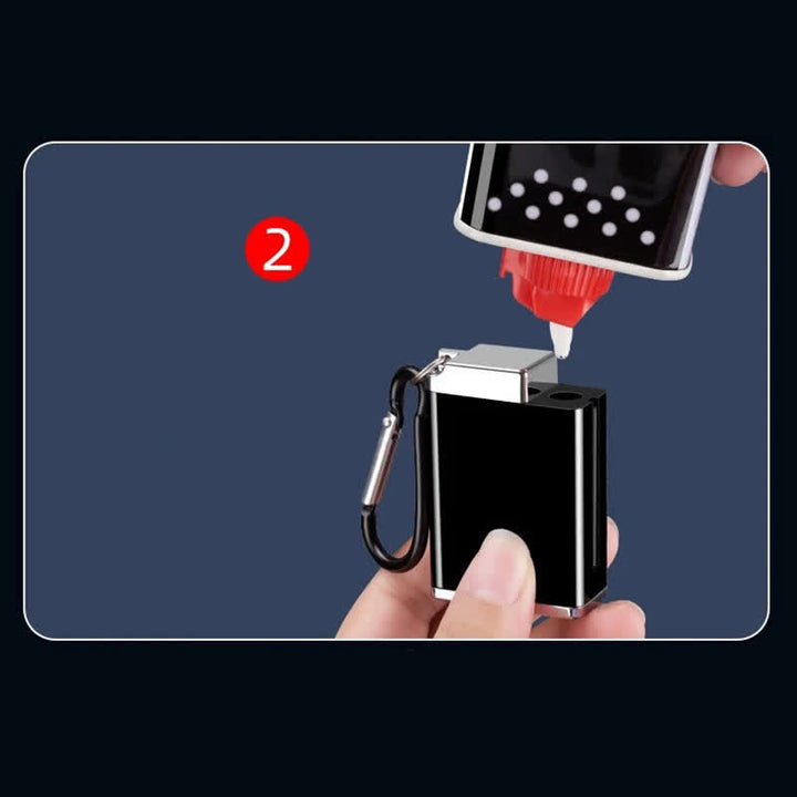 Mini cenicero portátil rectangular 2 en 1 con cerillas y encendedor de queroseno