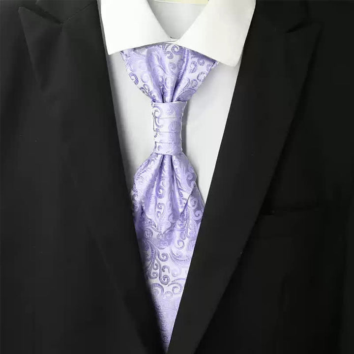 Corbata de esmoquin de lujo con estampado paisley y ruche preanudada para hombre