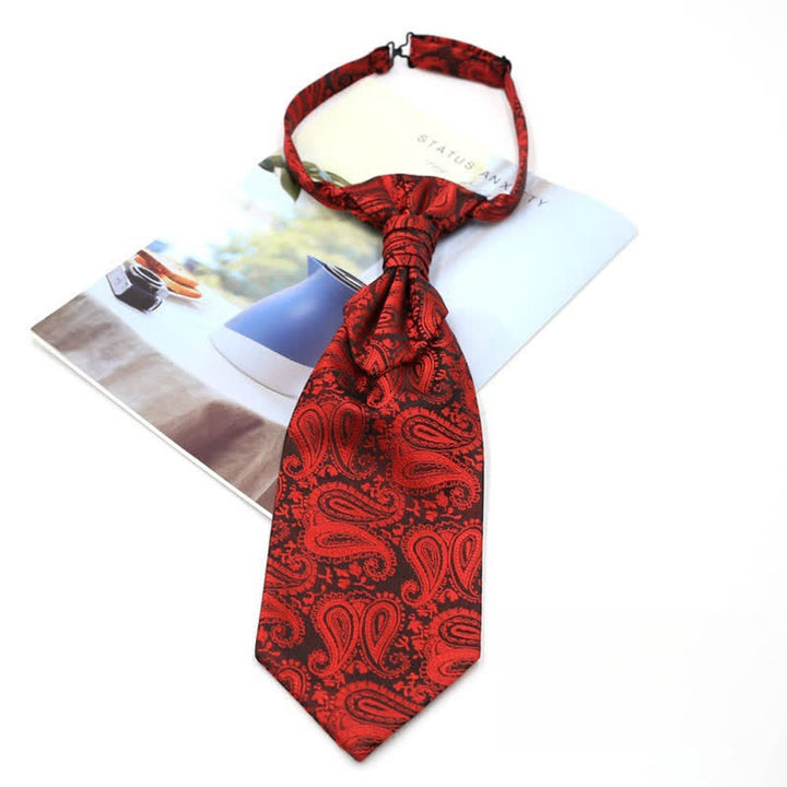 Corbata de esmoquin de lujo con estampado paisley y ruche preanudada para hombre