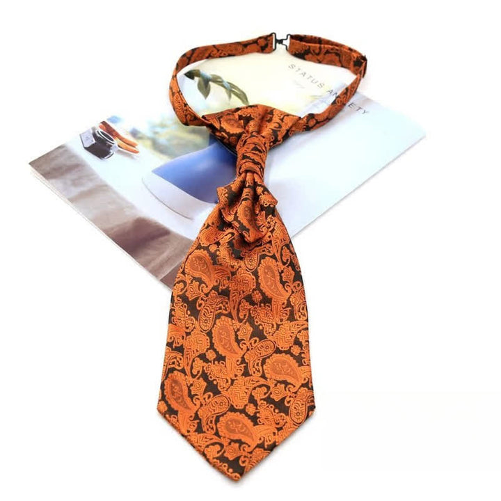 Corbata de esmoquin de lujo con estampado paisley y ruche preanudada para hombre